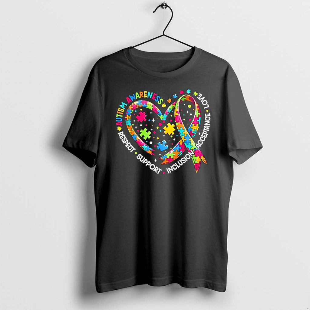 Original Respect Support Autism Awareness Heart Tshirts Jpg