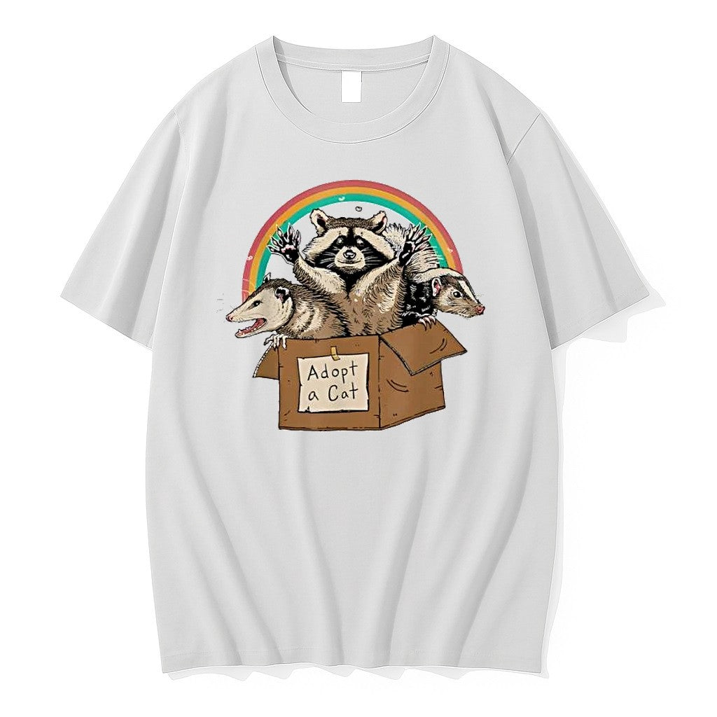 Original Retro Adopt A Cat Forbidden Cats Raccoon Opossum Tshirts Jpg
