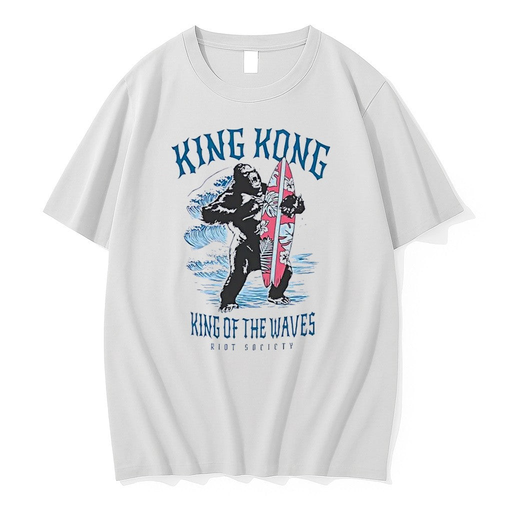 Original Riot Society Surfing Gorilla King Of The Waves White Tshirts Jpg
