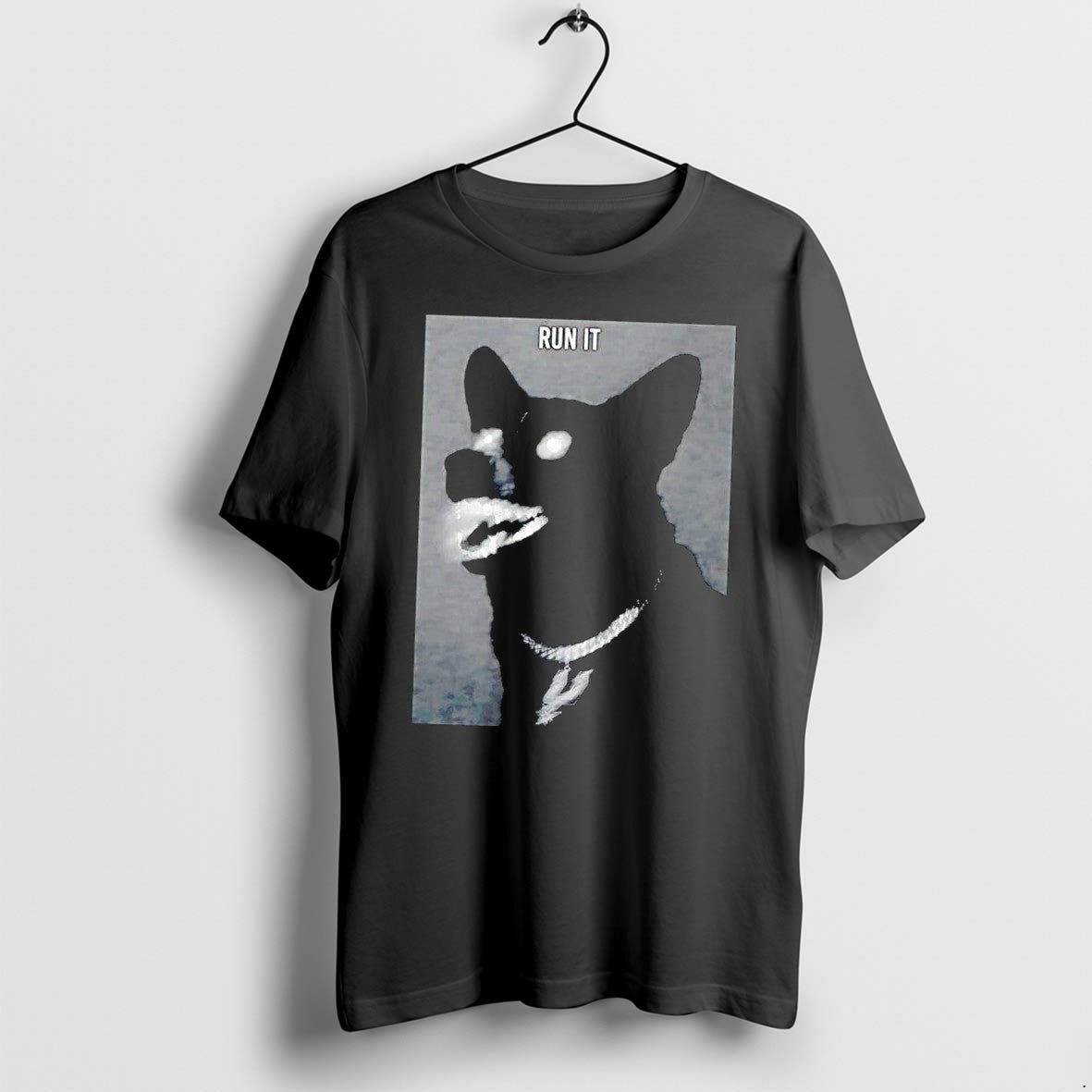 Original Run It Black Dog With Diamond Grill And Spurs Pendant Black Tshirts