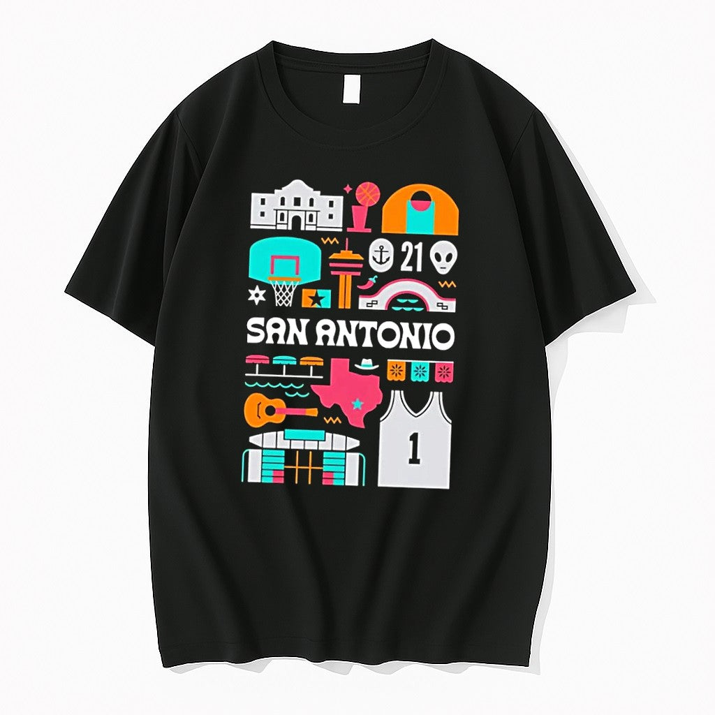 Original Sa 21 San Antonio Spurs Black Tshirts Jpg