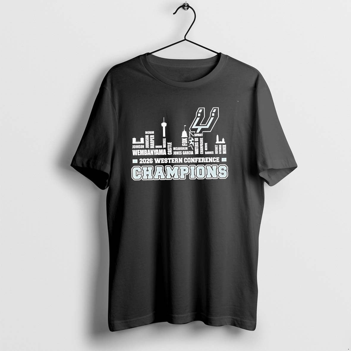Original San Antonio Spurs 2026 Western Conference Champions Players Names City Skyline Tshirts