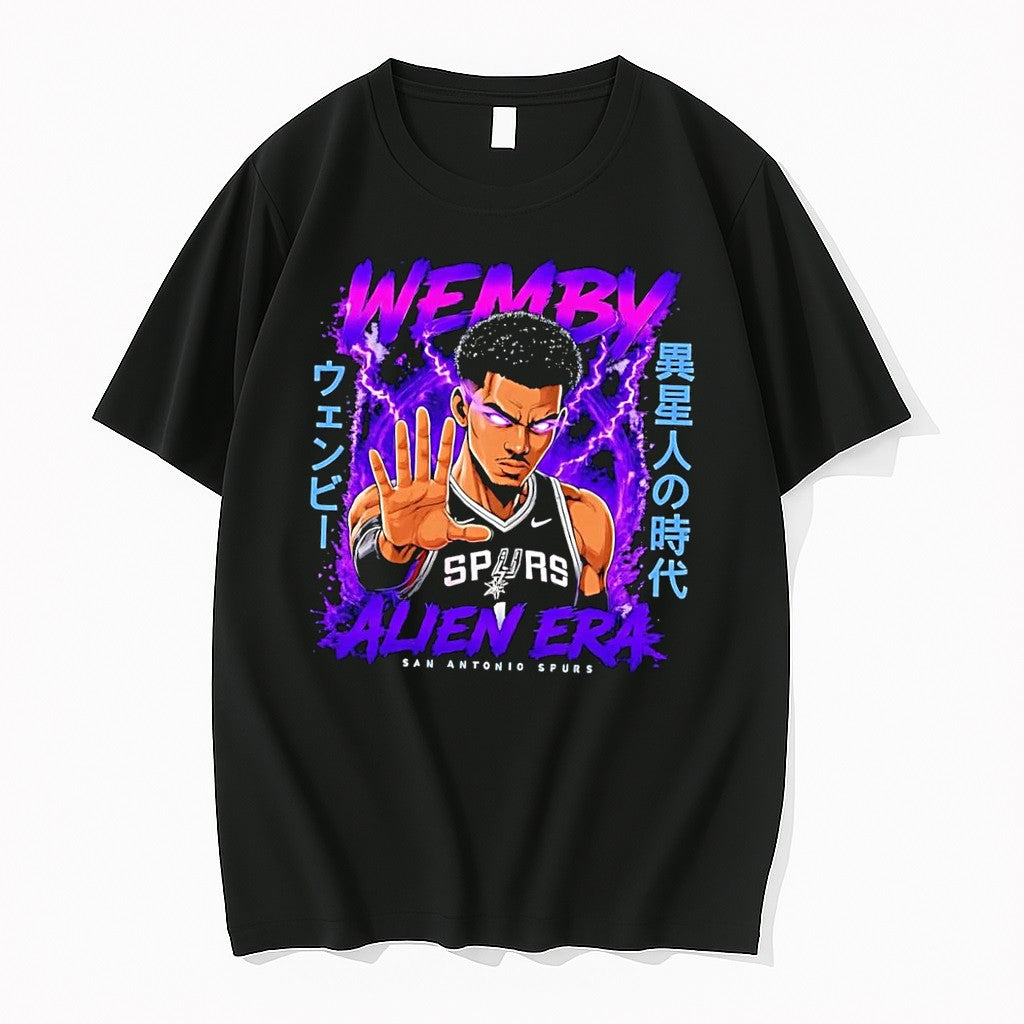 Original San Antonio Spurs Alien Era Wemby Wembanyama Iseijin No Jidai Black Tshirts