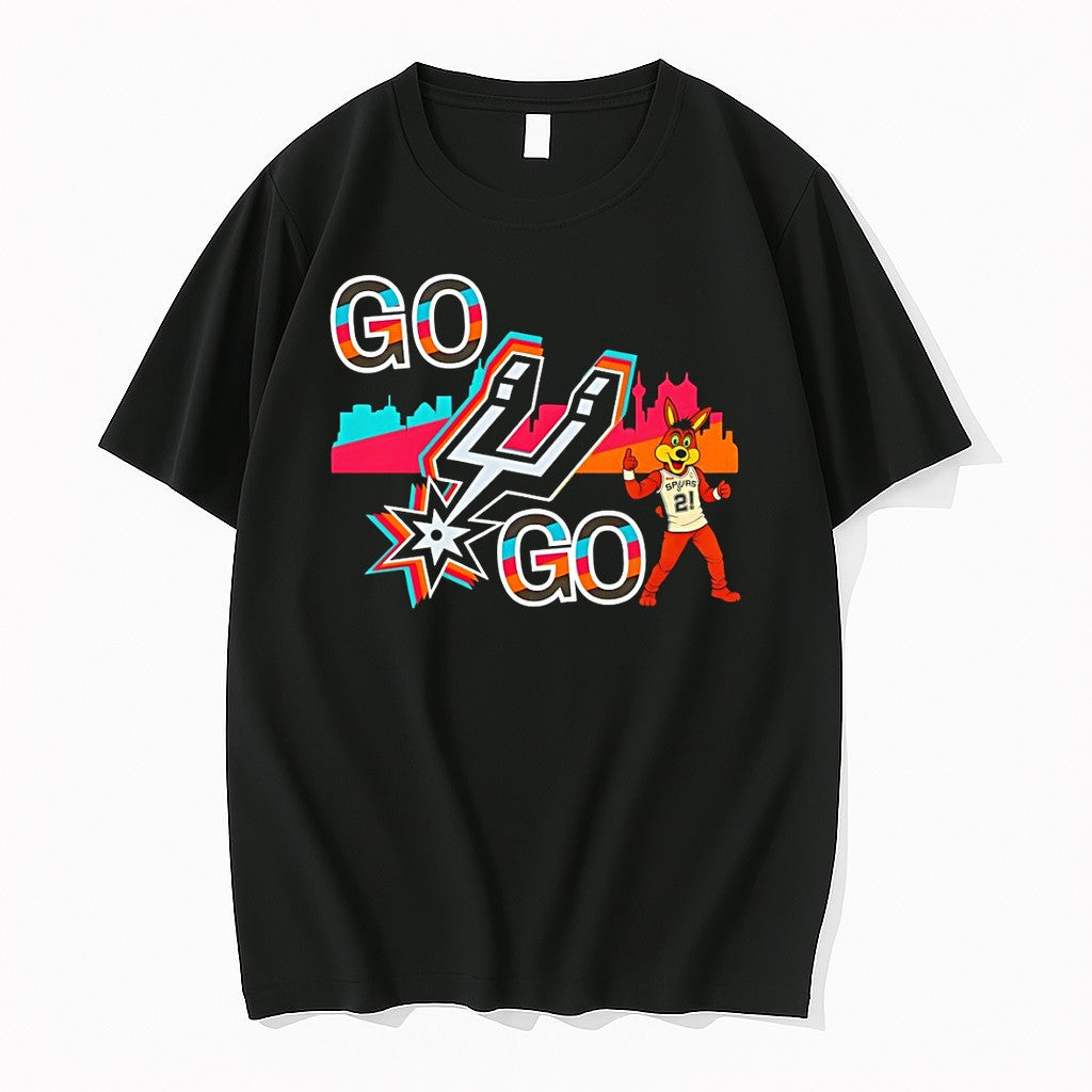 Original San Antonio Spurs Coyote Basketball Mascot Illustration With Go Go Team Logo Tshirts