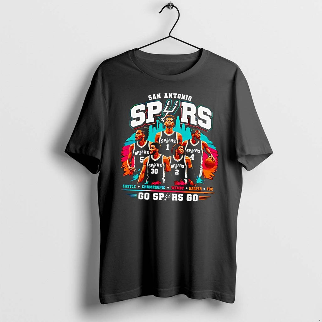 Original San Antonio Spurs Go Spurs Go Castle Champagnie Wemby Harper Fox Black Tshirts