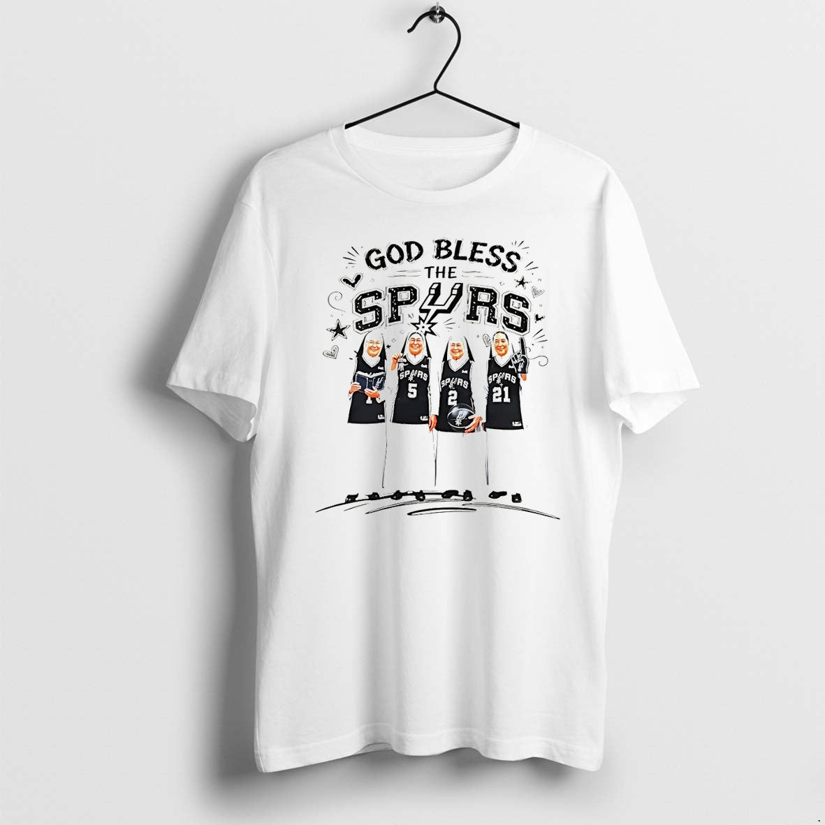 Original San Antonio Spurs Nuns God Bless The Spurs Tshirts Jpg