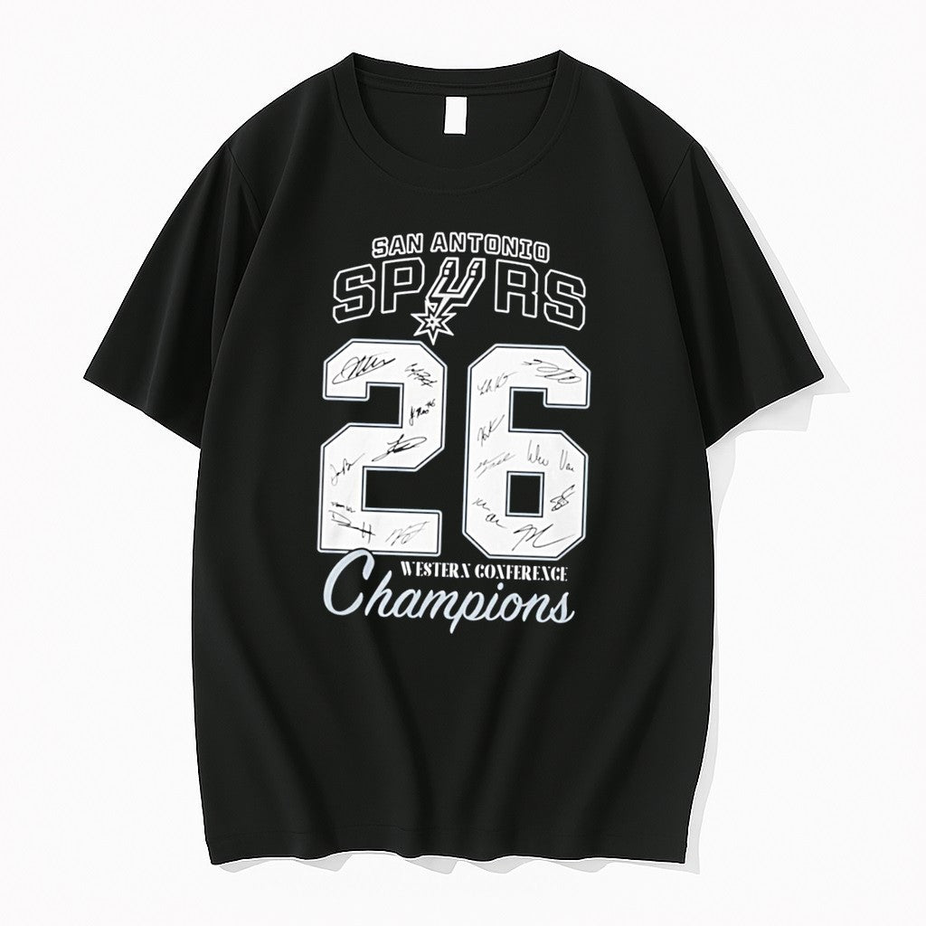 Original San Antonio Spurs Western Conference Champions 26 Signatures Tee Tshirts