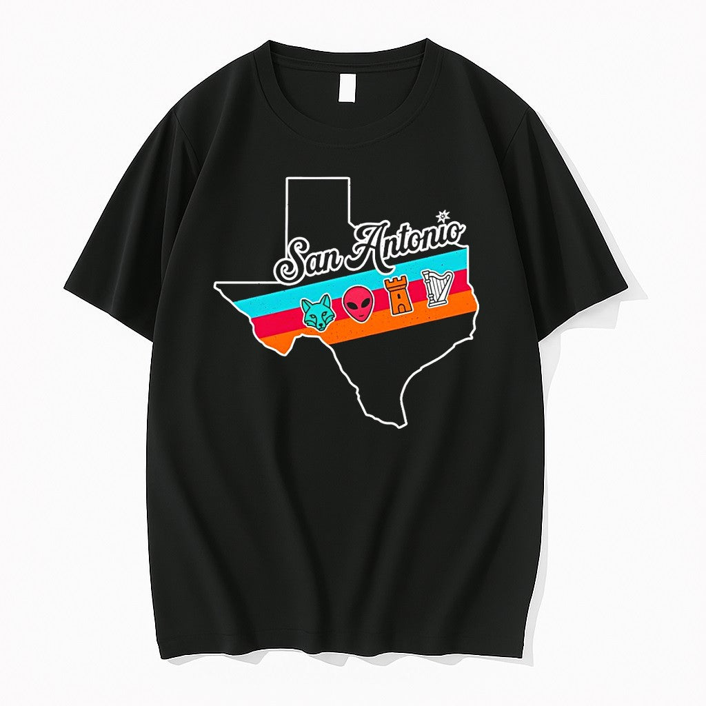 Original San Antonio Texas Map Fox Alien Castle Harper Tshirts Jpg