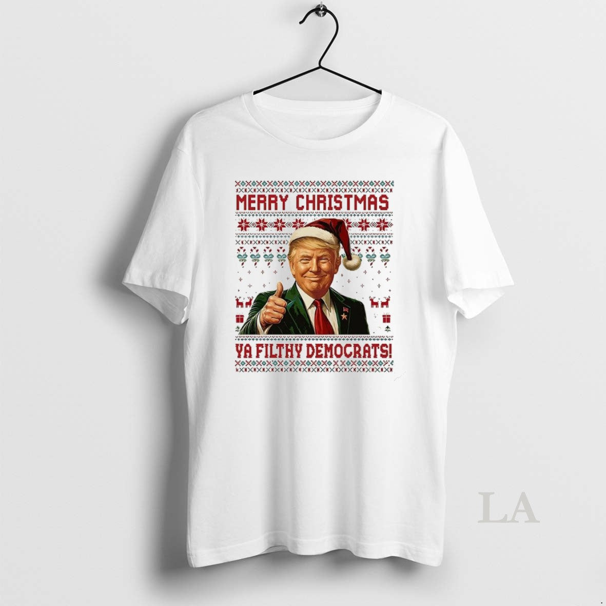 Original Santa Trump Merry Christmas Ya Filthy Democrats Ugly Christmas T-Shirts, Hoodie, Sweatshirt | PrintMintTees.com