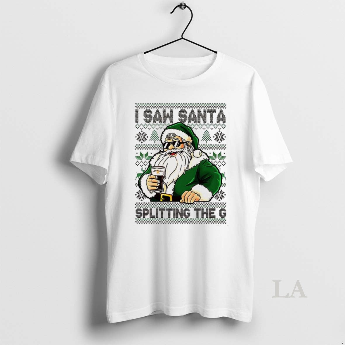 Original Santa Drinking Beer I Saw Santa Splitting The G Ugly Christmas T-Shirts, Hoodie, Sweatshirt | PrintMintTees.com
