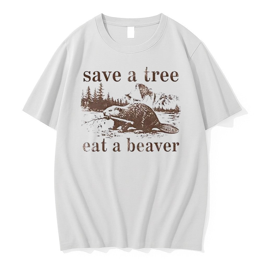Original Save A Tree Eat A Beaver Vintage Tshirts Jpg