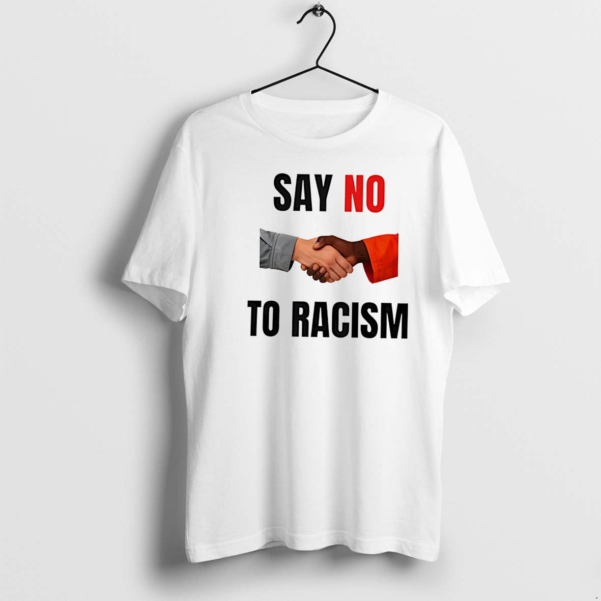 Original Say No To Racism Black Hand And White Hand Tee Tshirts Jpg