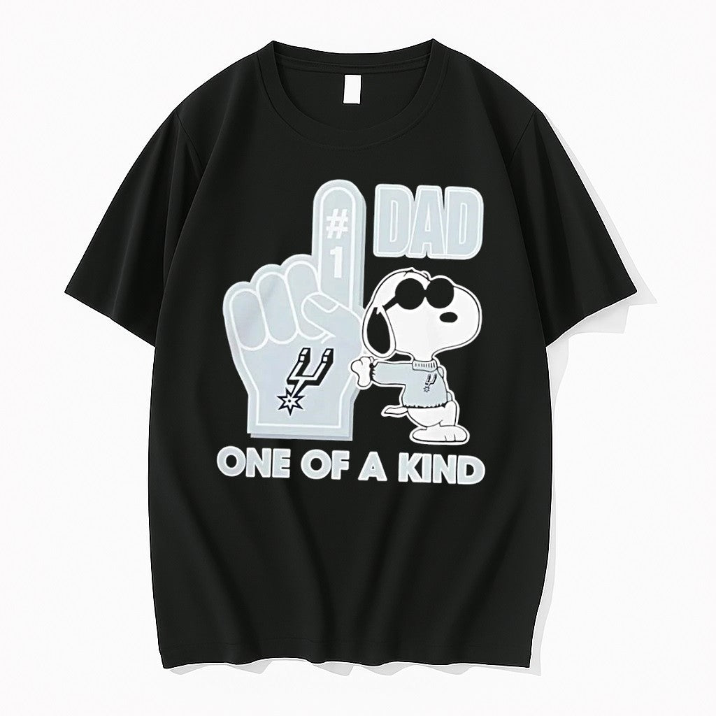 Original Snoopy Fan Apparel Snoopy Wearing Sunglasses With San Antonio Spurs Foam Finger Black Tshirts