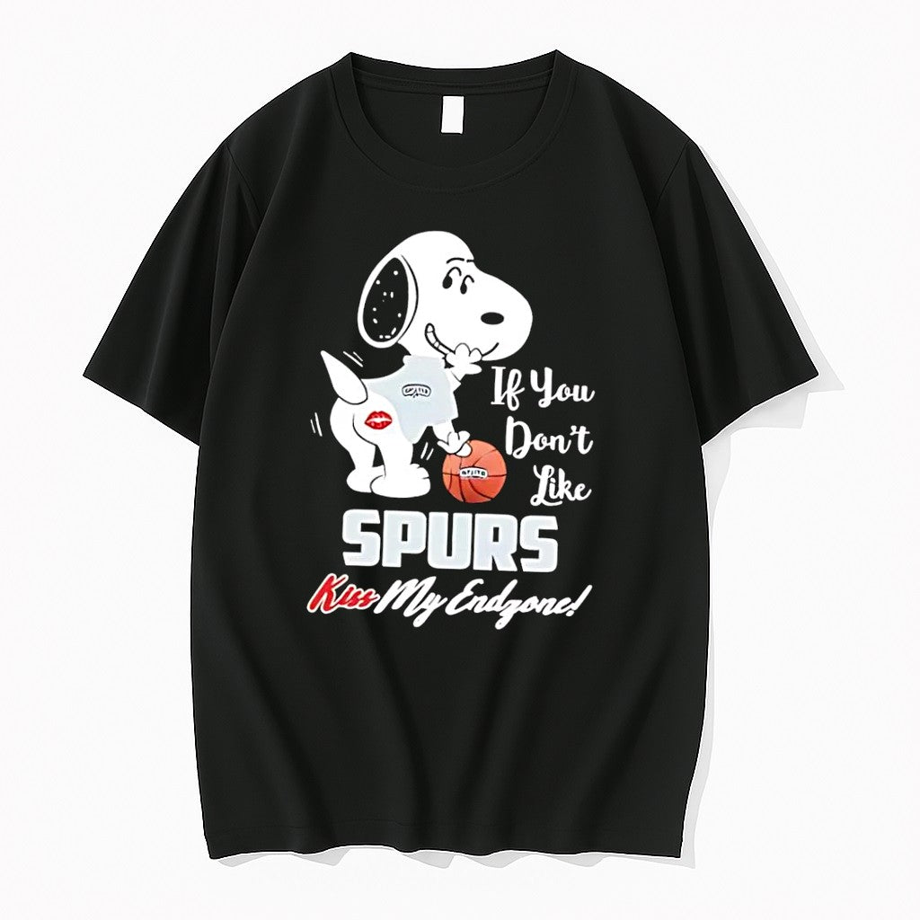 Original Snoopy Kiss My Endzone If You Dont Like Spurs Black Tshirts Jpg