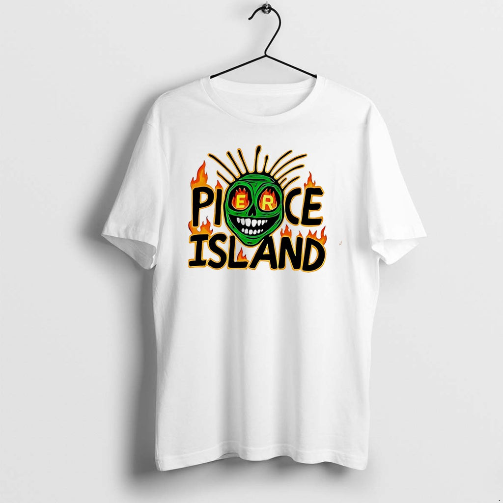 Original Spooky Island Pierce Island Green Skull Graphic Tee Tshirts Jpg