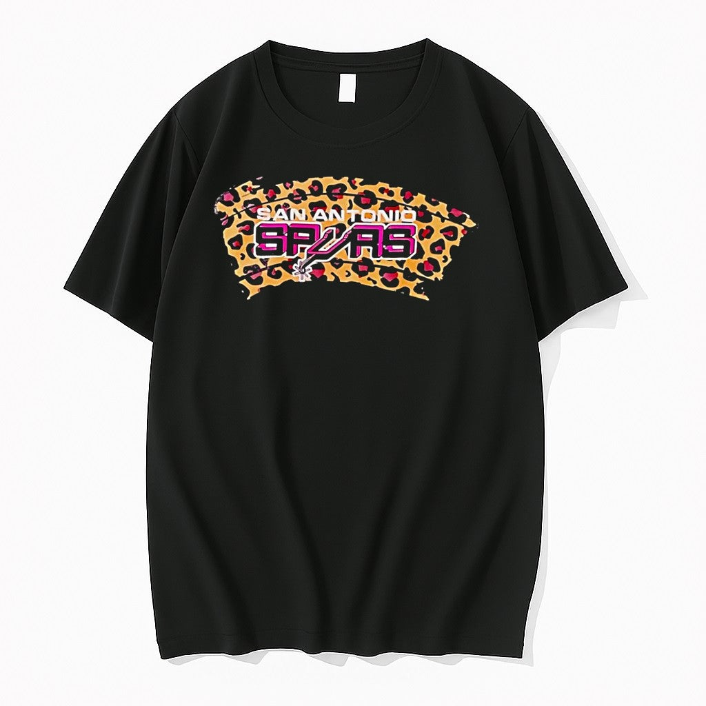 Original Spurs Leopard Print Fan Apparel San Antonio Spurs Black Tshirts Jpg