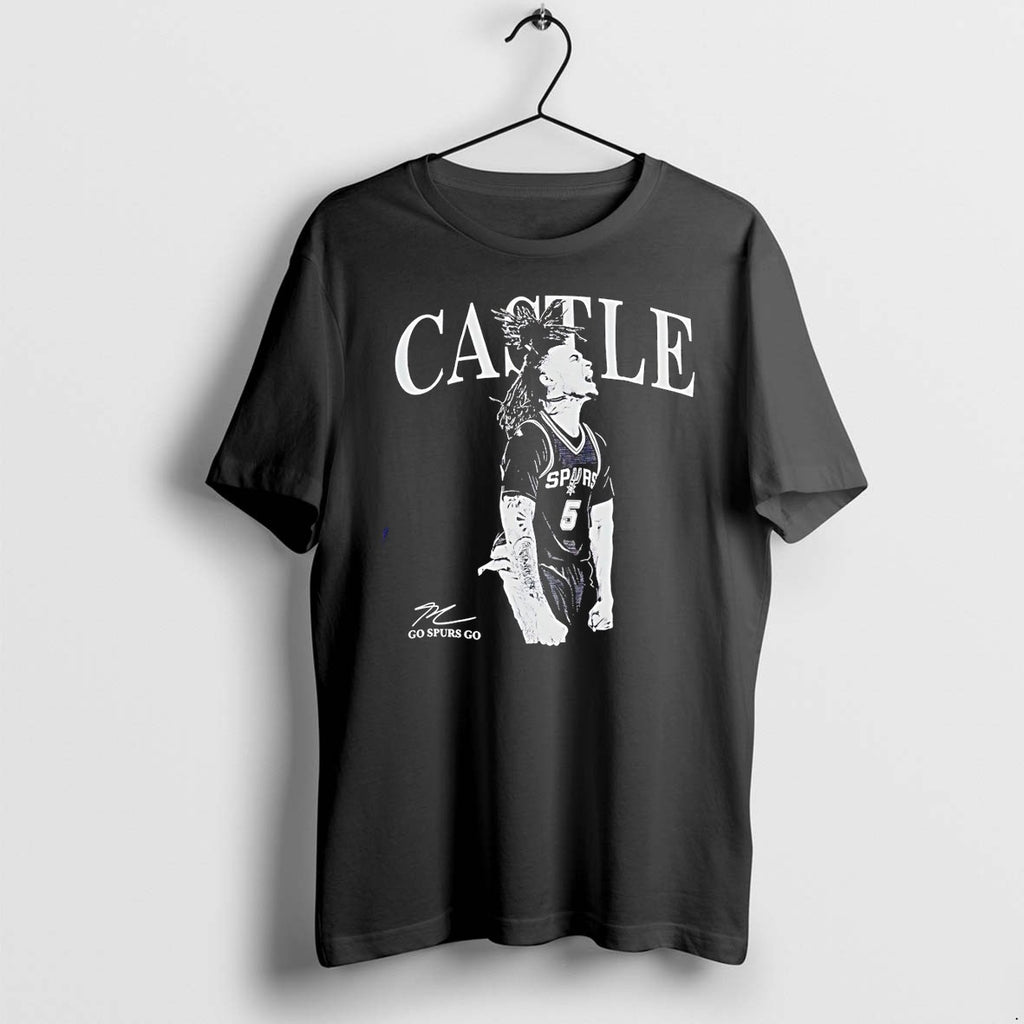 Original Stephon Castle San Antonio Spurs Player Silhouette Castle Go Spurs Go Signature Tshirts