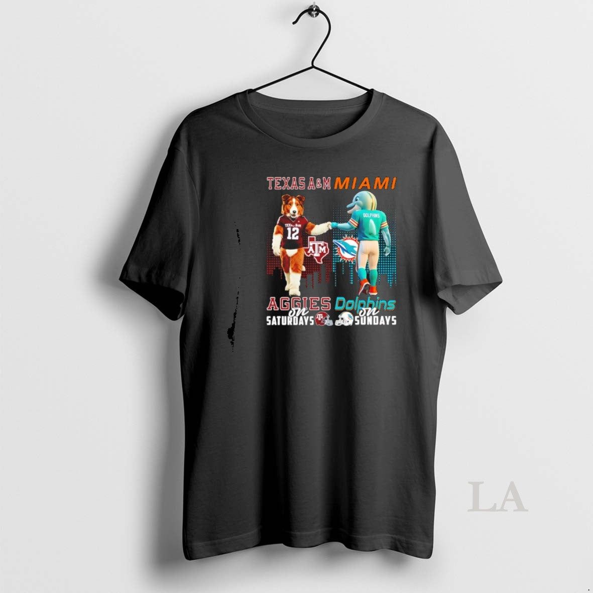 Original Texas Am Aggies On Saturdays Vs Miami Dolphins On Sundays Mascot Skyline T-Shirts, Hoodie, Sweatshirt