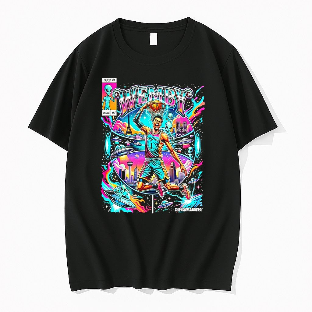 Original The Alien Arrives Wemby San Antonio Spurs Basketball Vintage Tshirts