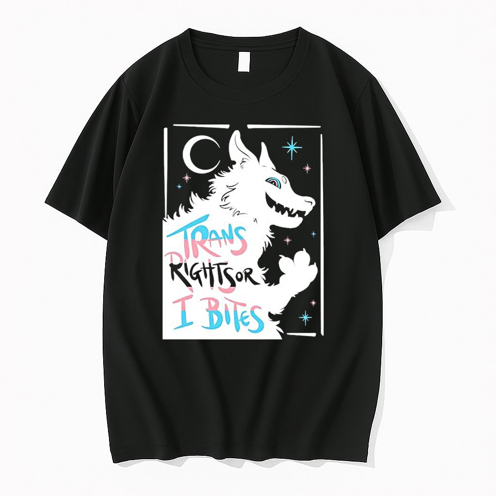 Original Trans Rights Or I Bites Wolf Moon Stars Tshirts Jpg