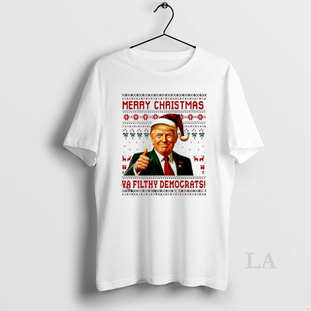 Original Trump Santa Merry Christmas Ya Filthy Democrats Ugly T-Shirts, Hoodie, Sweatshirt | PrintMintTees.com