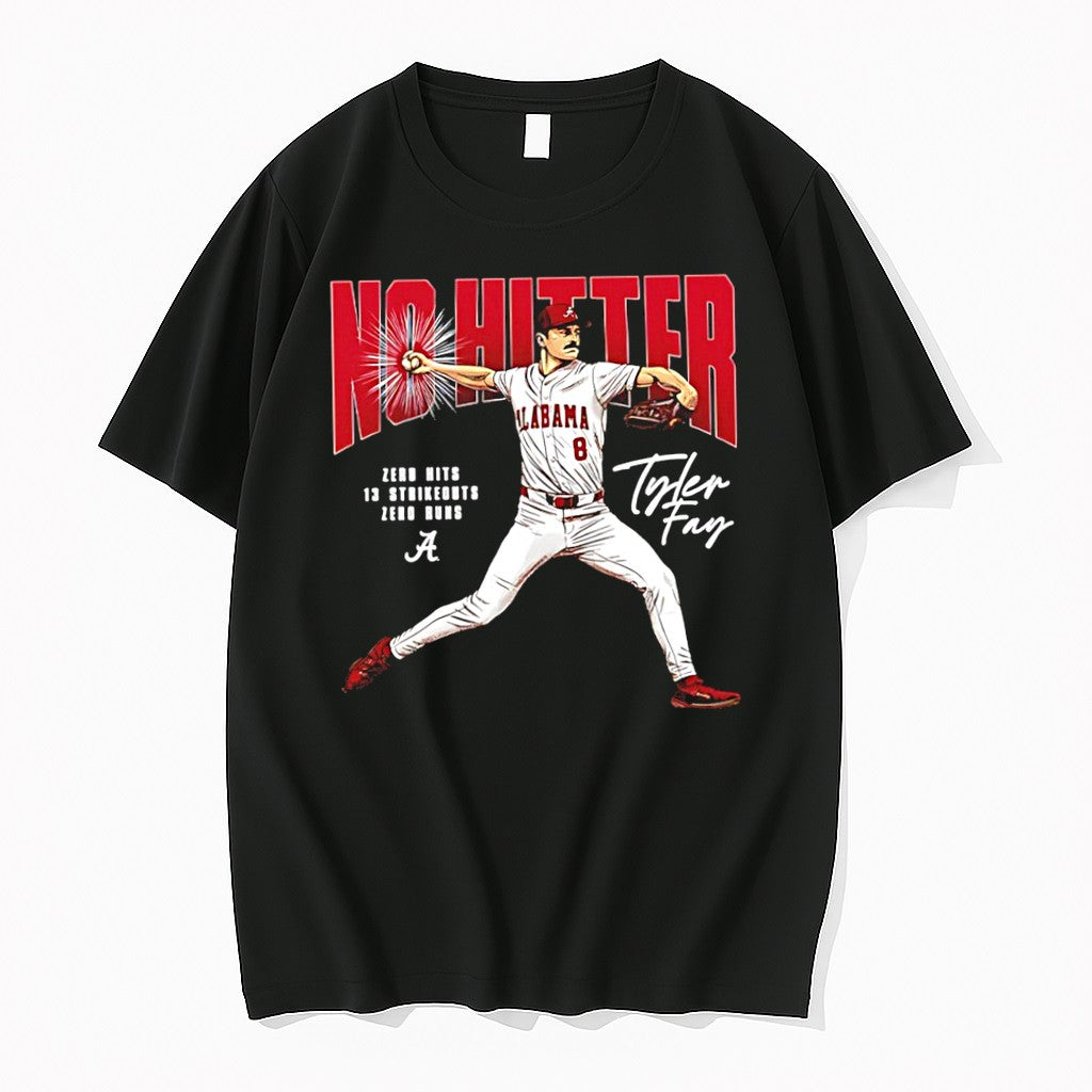 Original Tyler Fay Zero Hits 13 Strikeouts Zero Runs Alabama Baseball Signature Tshirts