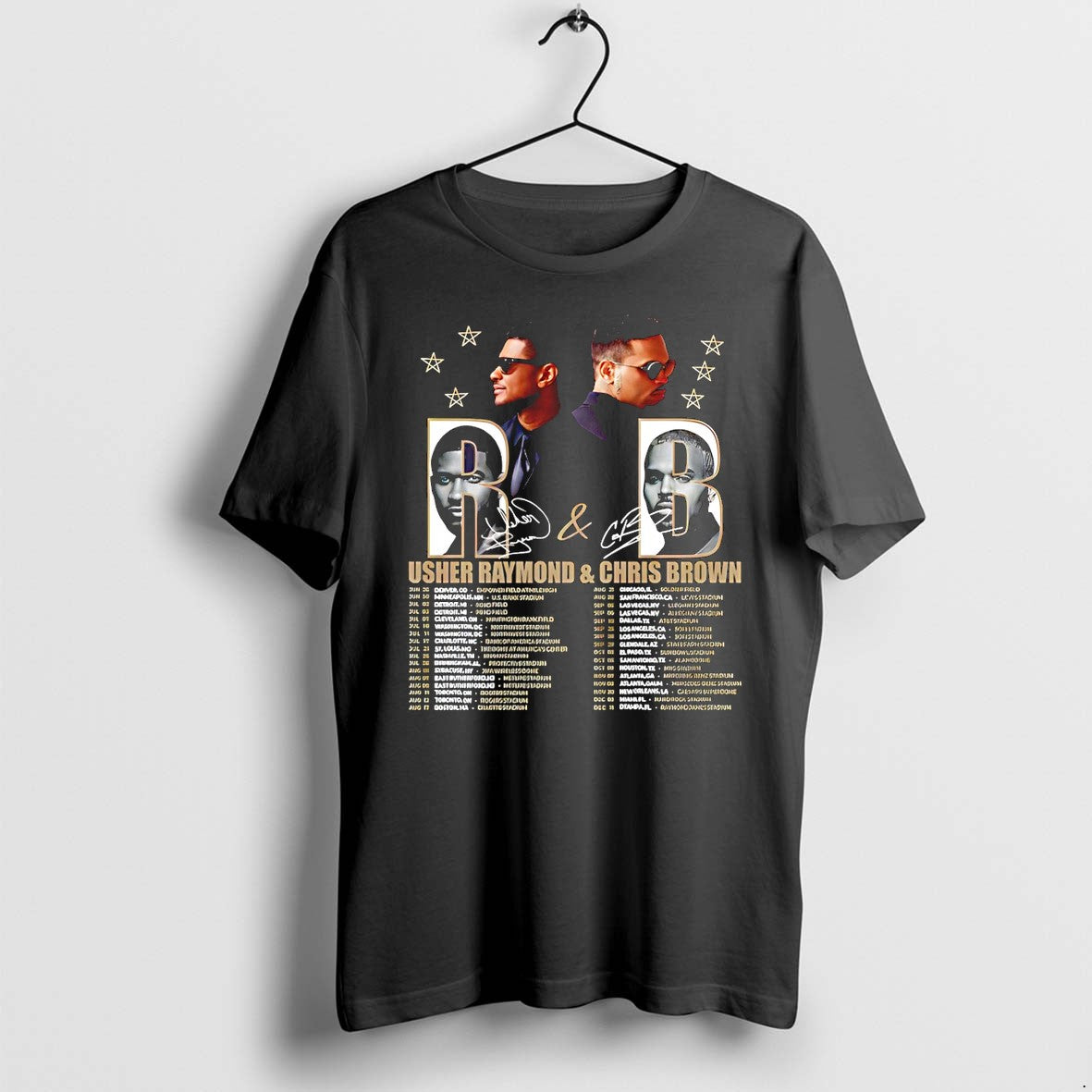 Original Usher Raymond Chris Brown Music Stars Tour Schedule R And B Concert Tshirts