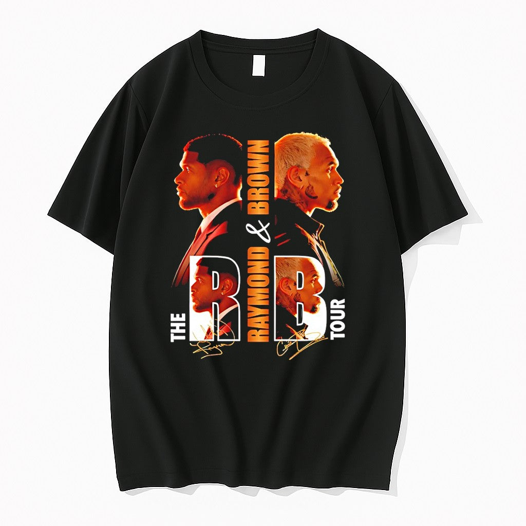 Original Usher And Chris Brown Raymond And Brown The R B Tour Concert Signatures Tshirts