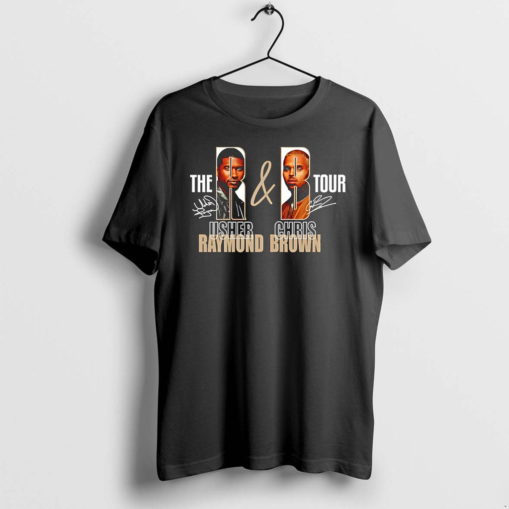 Original Usher And Chris Brown The R B Tour Raymond Brown Music Concert Signatures Tshirts
