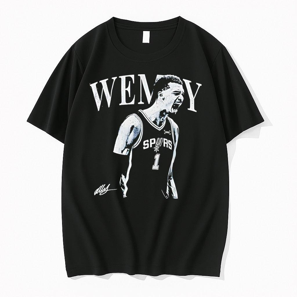 Original Victor Wembanyama 1 Celebration San Antonio Spurs Basketball Nba Signature Vintage Tshirts