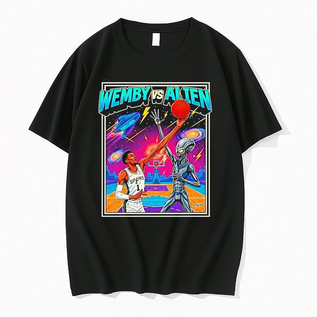 Original Victor Wembanyama San Antonio Spurs Wemby Vs Alien Nba Finals 2026 Tshirts