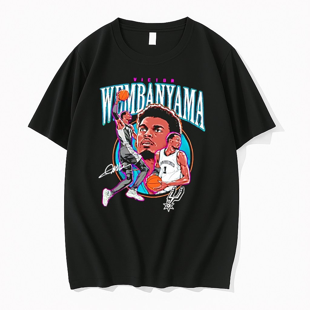 Original Victor Wembanyama San Antonio Spurs Black Tshirts Jpg