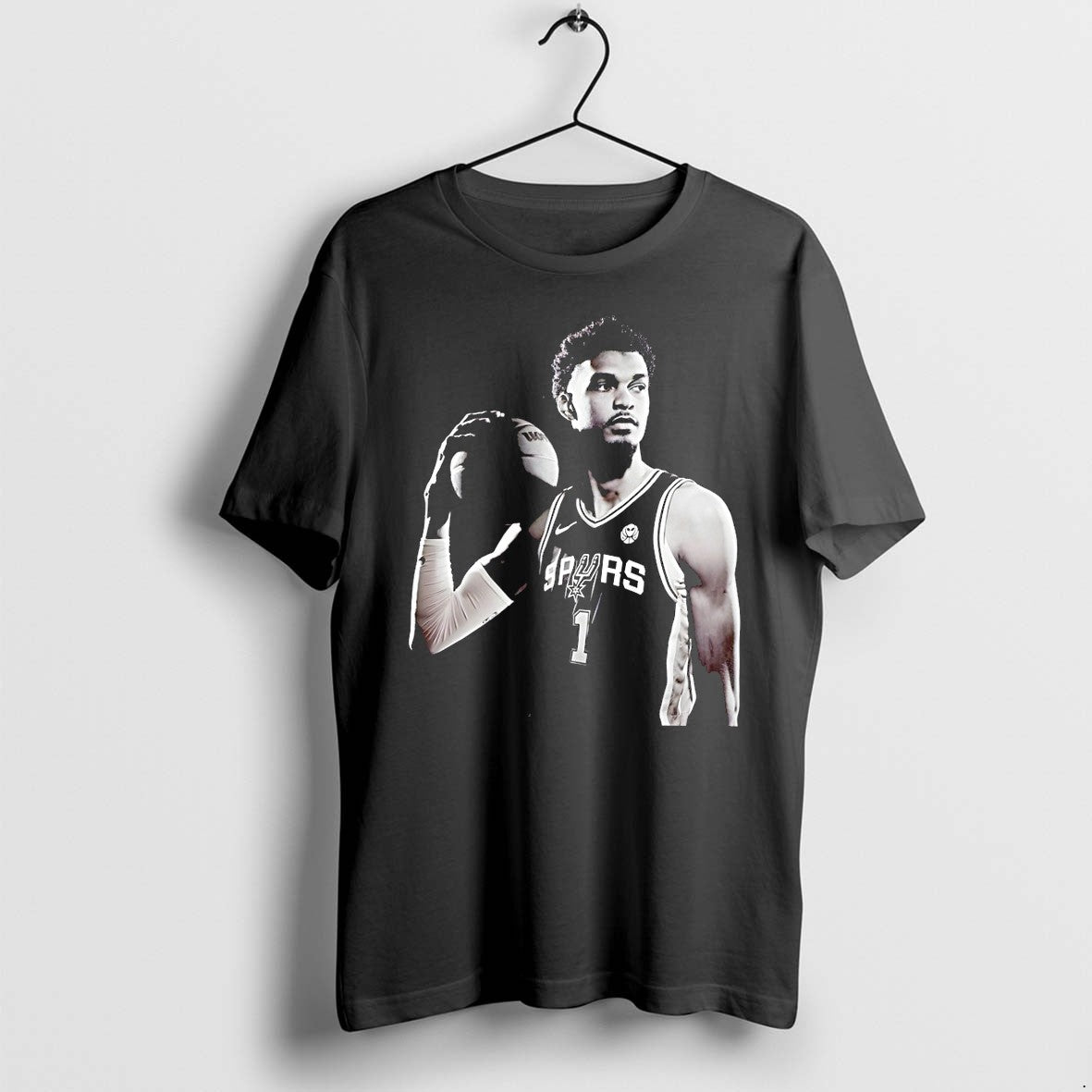 Original Victor Wembanyama Holding Ball San Antonio Spurs Basketball Nba 2026 Vintage Tshirts