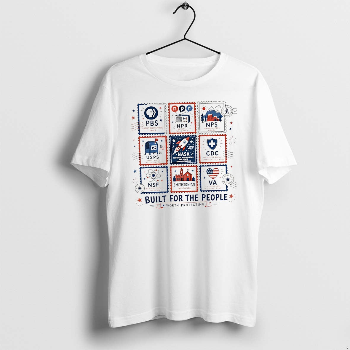 Original Vintage Stamps Protect Democratic Institutions Pbs Npr Liberal Fourth Of July Tshirts