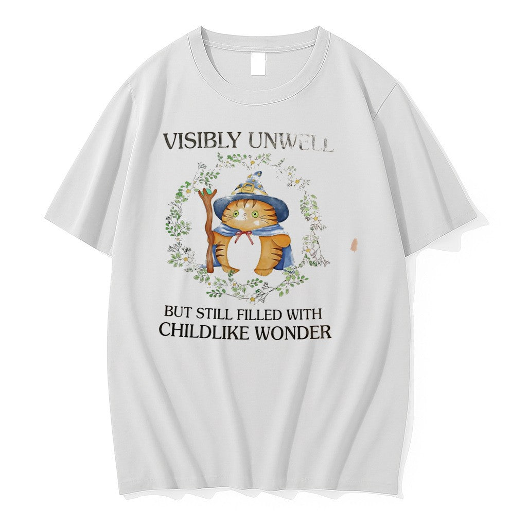 Original Visibly Unwell But Still Filled With Childlike Wonder Cat Wizard Tee Tshirts
