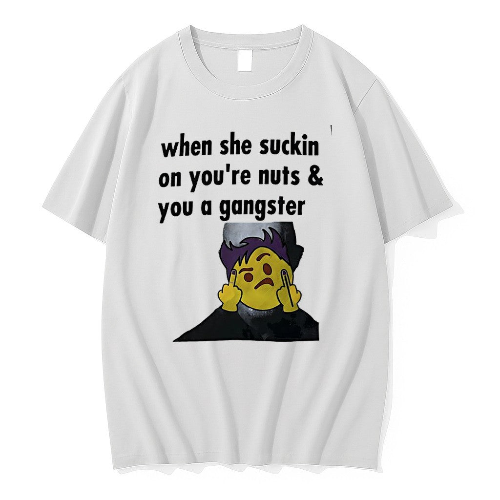 Original When She Suckin On Youre Nuts And You A Gangster Emoji Middle Finger Tshirts