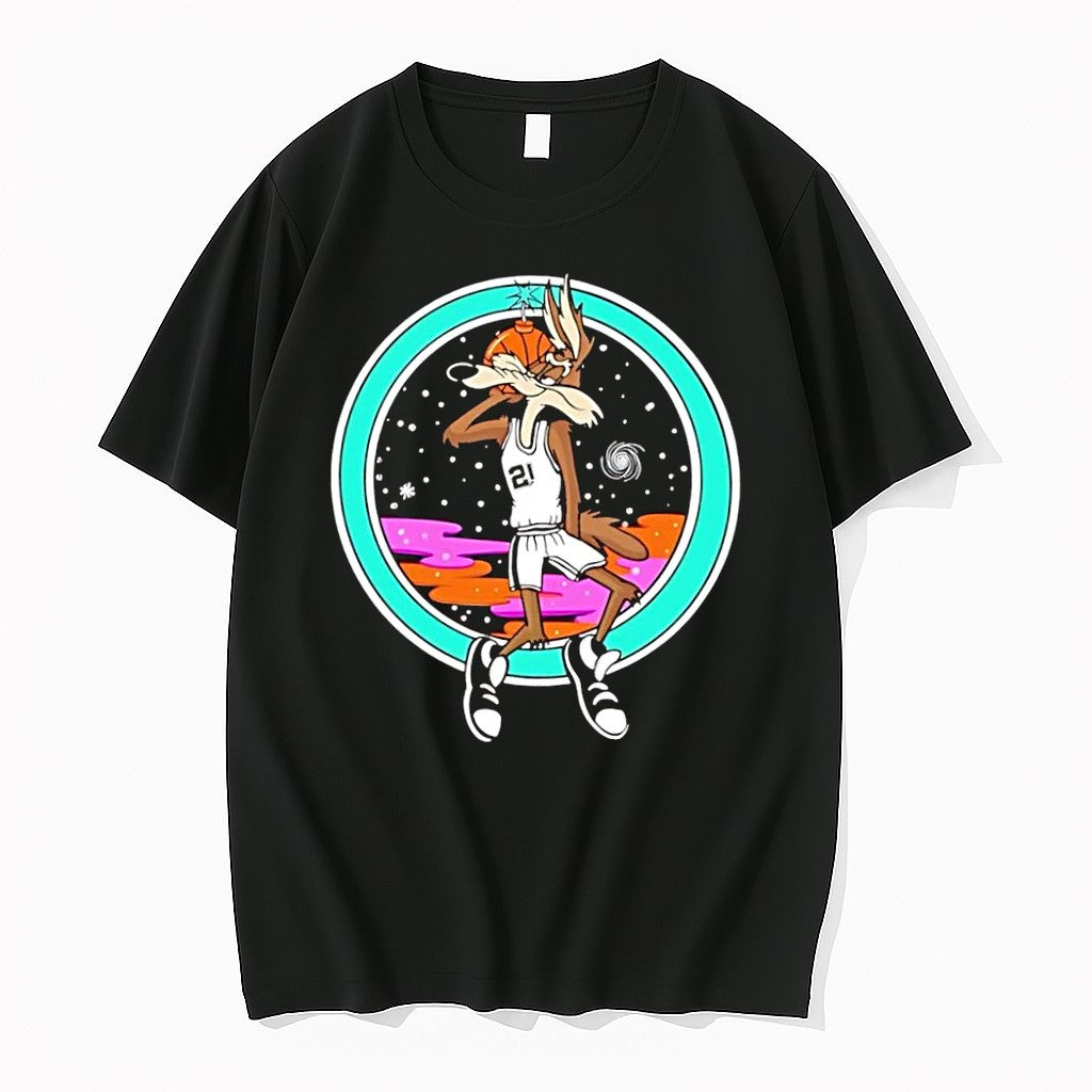 Original Wile E Coyote Basketball Bomb Wile E Coyote 21 San Antonio Spurs Black Tshirts