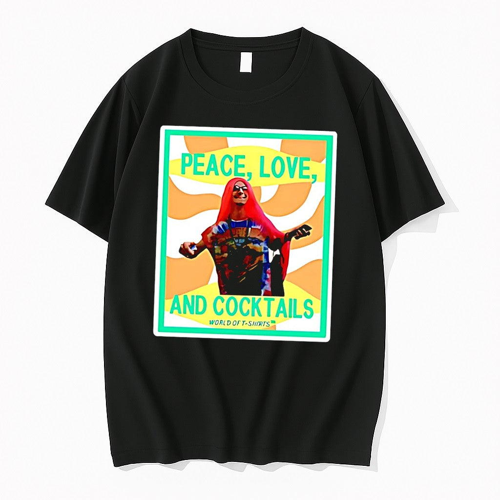 Original Worldoftshirts Peace Love And Cocktails Black Tshirts Jpg