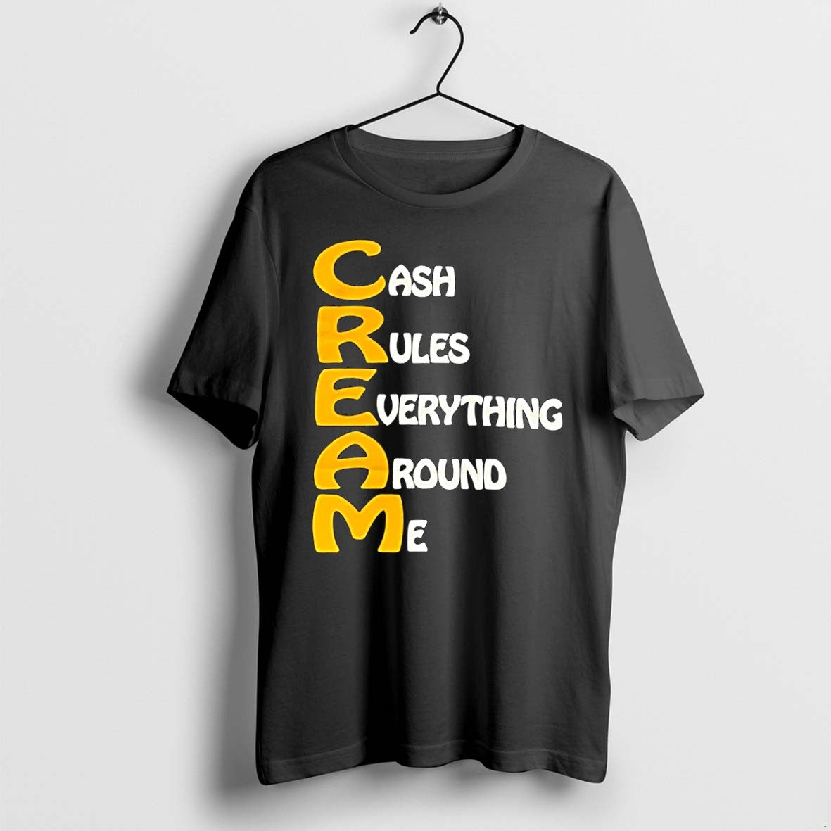 Original Wu Tang Clan Cream Cash Rules Everything Around Me Black Tshirts Jpg