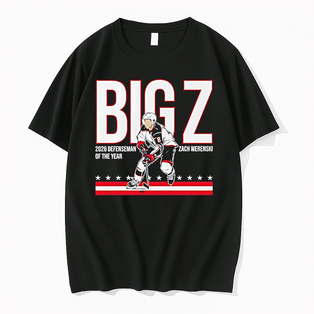 Original Zach Werenski Big Z Columbus Blue Jackets 2026 Defenseman Of The Year Hockey Tshirts