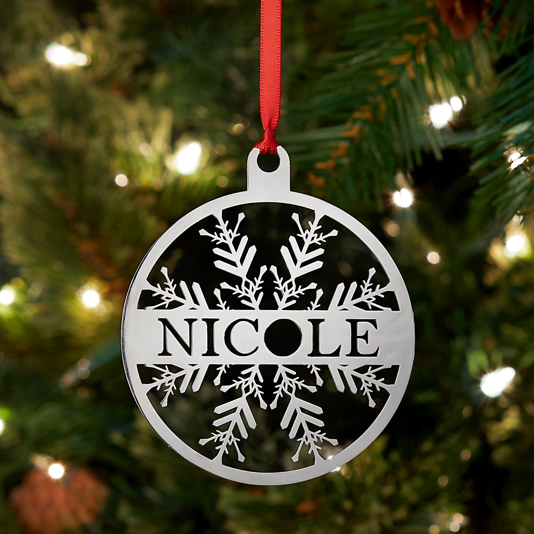 Stainless Steel Round Snowflake Ornament