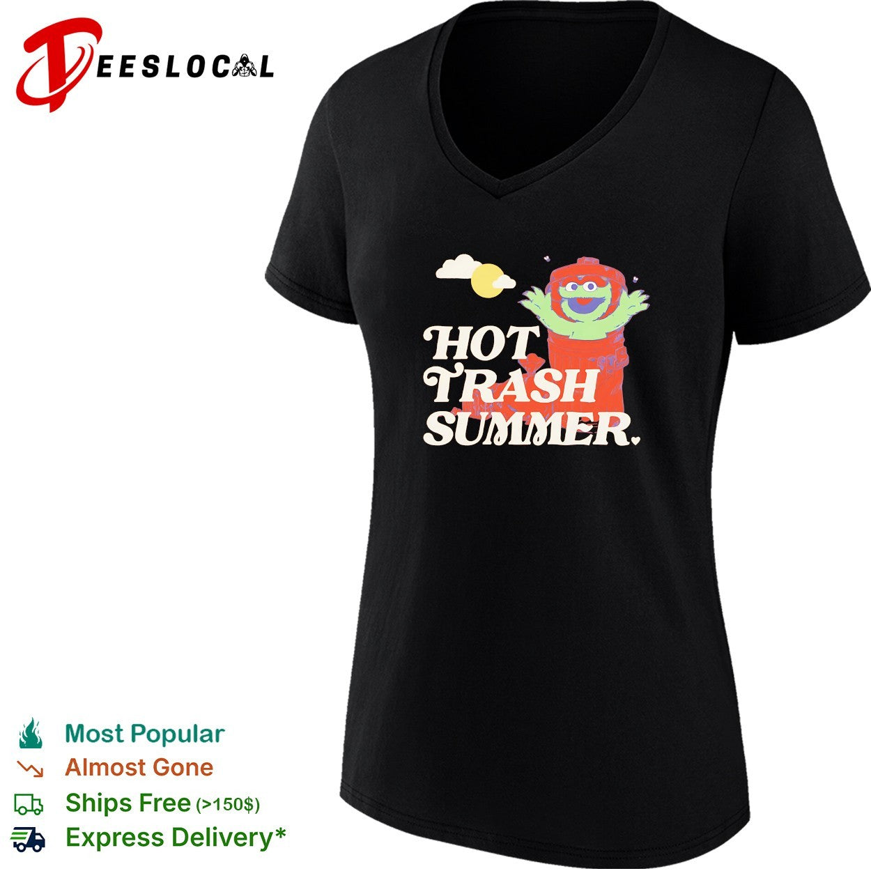 Oscar the Grouch raising arms hot trash summer shirt