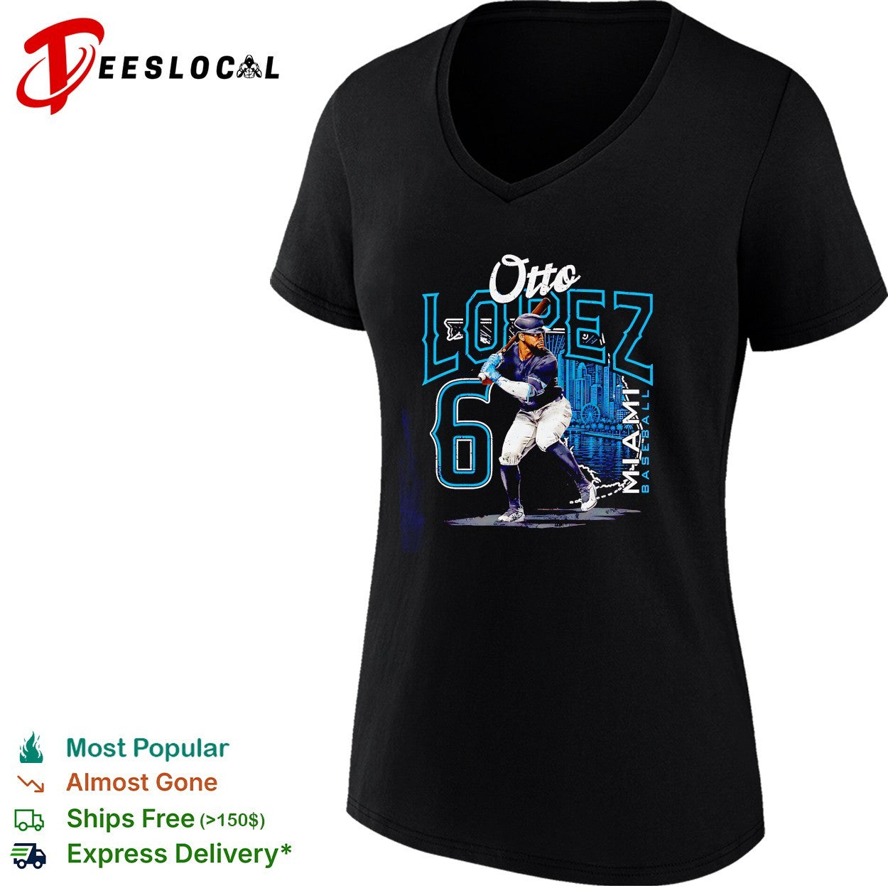 Otto Lopez Miami baseball number 6 shirt