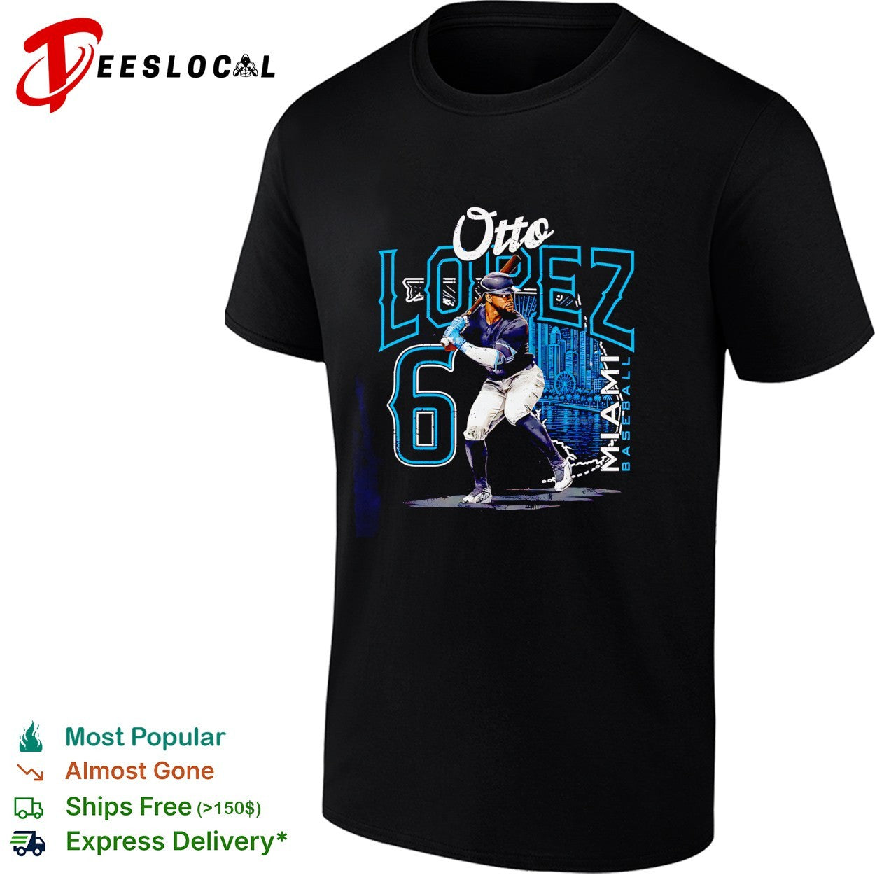 Otto Lopez Miami baseball number 6 shirt