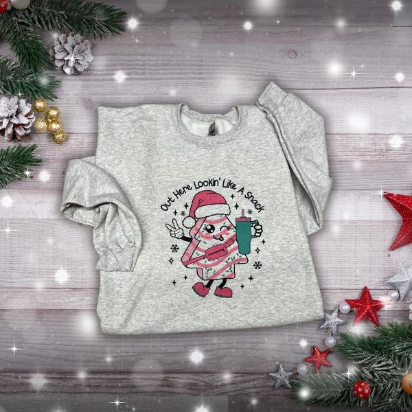Out Here Looking Like A Snack Girly Christmas Sweater-Tshirt-Longsleeve Hoodie, Sweatshirt | PrintMintTees.com