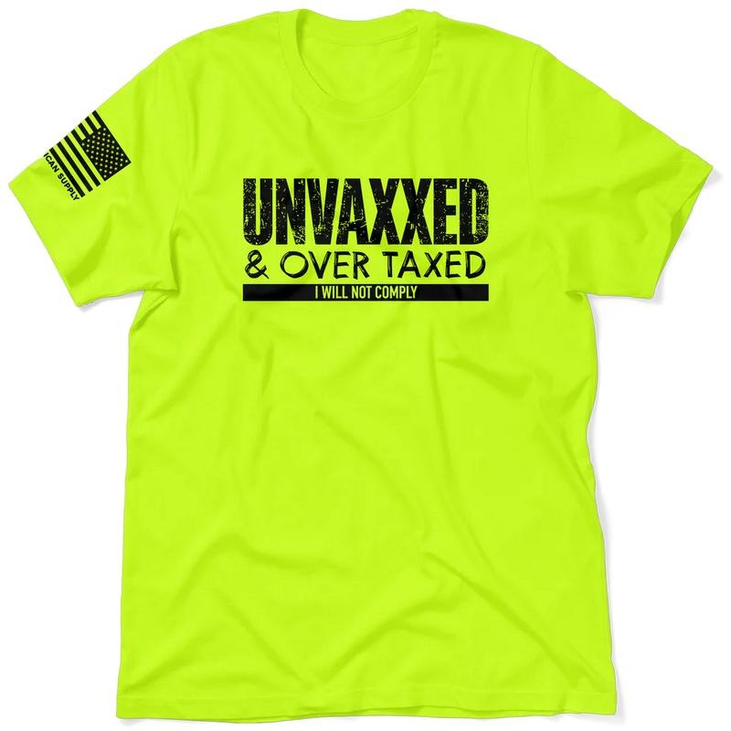 Over Taxxed - Hi Visibility Safety Yellow Work T-Shirt Jersey Menswear For Blue Collar Workers | Funny, Sarcastic |...