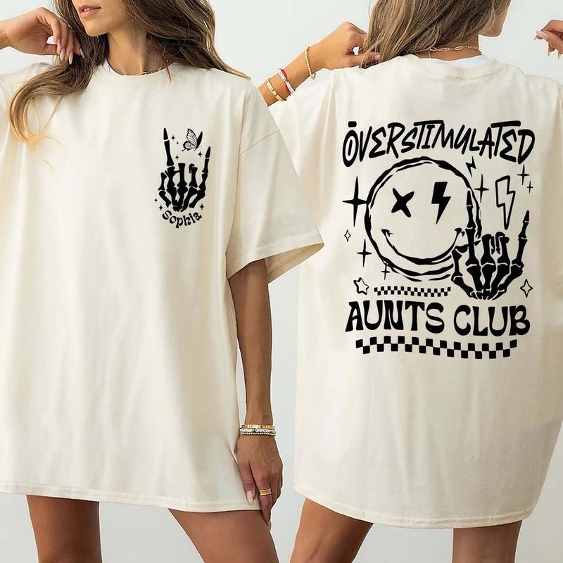 Overstimulated Aunts Club  Shirt,Auntie Shirt,Aunt Clubs,Mothers Day Shirt Hoodie Sweatshirt | PrintMintTees.com