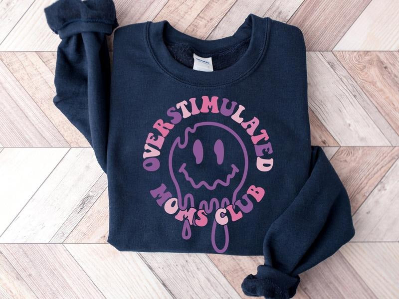 Overstimulated Moms Club Shirt Cute Retro Shirt For Moms Funny Mom T-shirt Gift For Mom Mothers Day Trendy Shirt Mom...