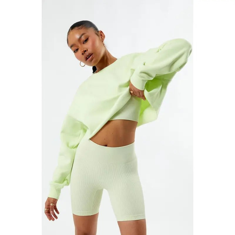 PAC 1980 Women's Raw Cut Cropped Crew Neck Sweatshirt Shirt Hoodie | PrintMintTees.com