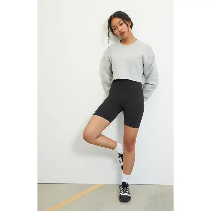 PAC 1980 Women's Raw Hem Cropped Crew Neck Sweatshirt Shirt Hoodie | PrintMintTees.com